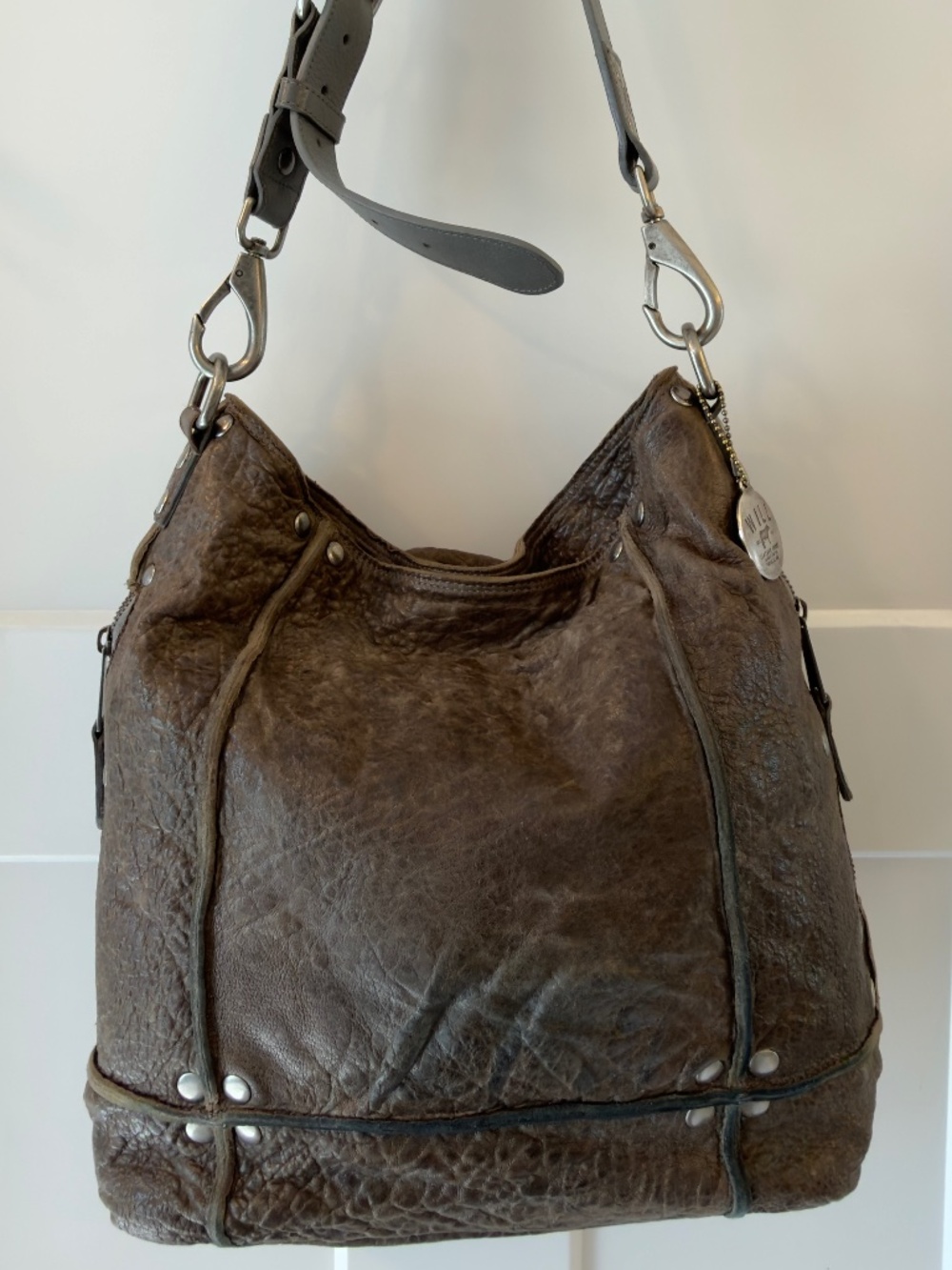 Will Leather Goods Gray Hobo Tote